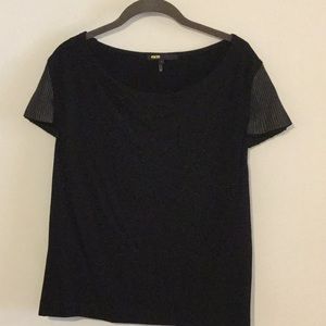 Maje short-sleeve top with leather sleeves size 1